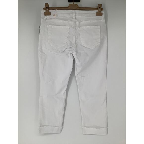 Kut From The Kloth Women's 6P White Amy Crop Straight Leg Jeans Frayed Cuff G4-8 - Picture 4 of 11